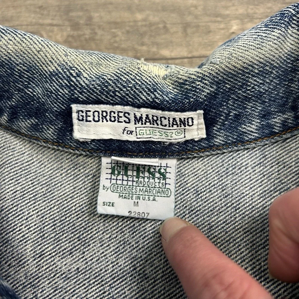 Vintage Georges Marciano‎ Guess Denim Trucker Button Jacket Size Medium USA ACID